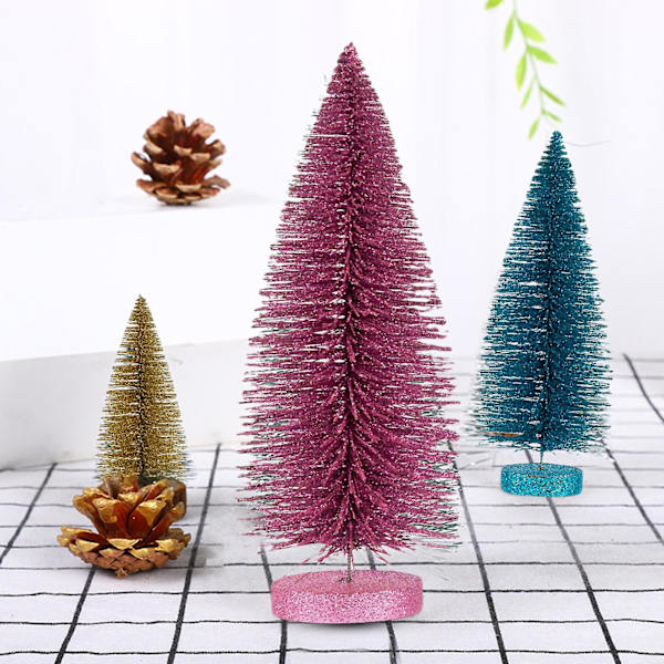 Farfi Bordsskiva Mini Julgran Flerfärgad Konstgjord Tall Dekor Med Bas För Jul Fest Hem Skrivbord 30cm Silver