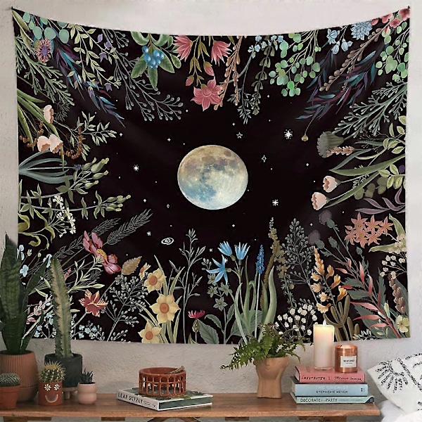 Färgglad Växttapet, Svart Tapet, Blomstertapet, Väggdekoration för Rum