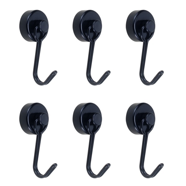 #Set of 6 Magnetic Fridge Hooks 15 kg Powerful Neodymium Magnet Powerful Swivel Magnet Hook for Kitchen Bathroom Key Locker (A- Black)#