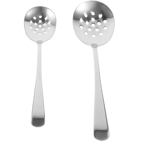 2 stk. metal køkkenskeer, madlavningsskeer, hulske, suppeske, køkkenredskab