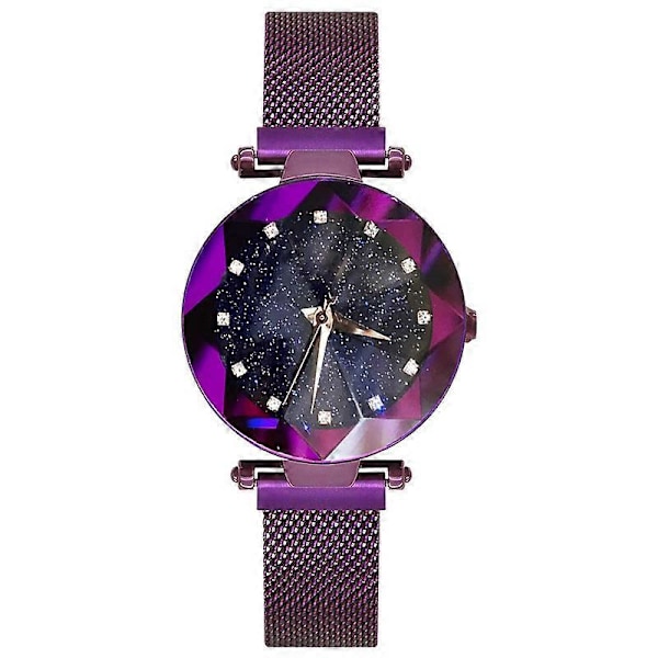 Nytt Mode Kvinnor Mesh Magnetspänne Stjärnhimmel Klocka Casual Lyx Damer Geometrisk Yta Kvarts Klockor