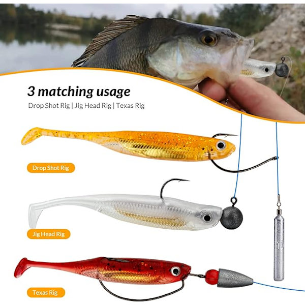 Fire-delt T-hale bionisk agn regnbuefisk, 7,5 cm/2,2 g hul ba