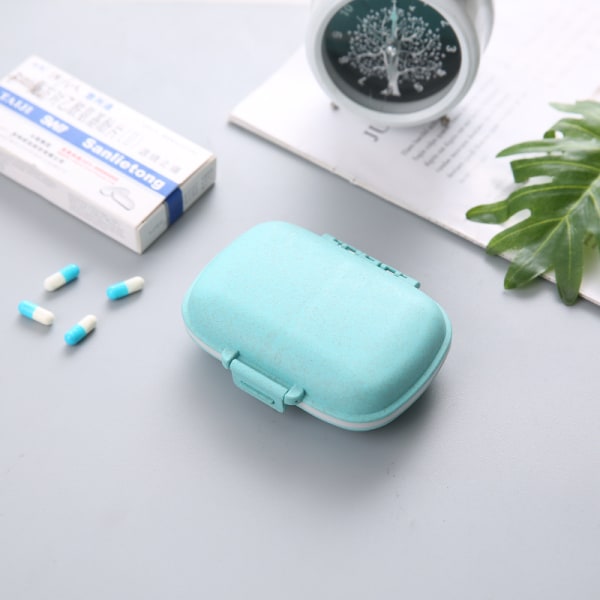 #Pill Boxes Medicin Box 1 ST Blue Daily Pill Box Ficka Vete Halm Material Avtagbara fack för medicin Dagliga resor#