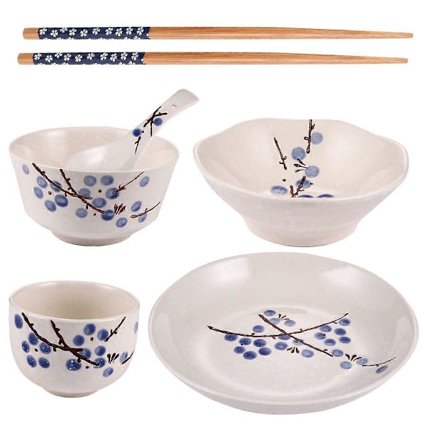 1 Set 6 Delar Keramisk Bordsservis Japansk Stil Bordsservis för Enkelperson