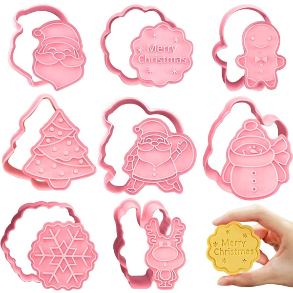 /#/Christmas Cookie Cutters Set of 8, 3D Plastic Cookie Cutters, Kid/#/