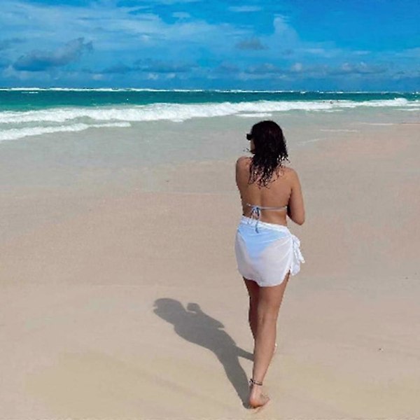 Strand-sarong för damer Baddräktsöverdrag Sidoknyt Midja Delad Omlott Kort Kjol