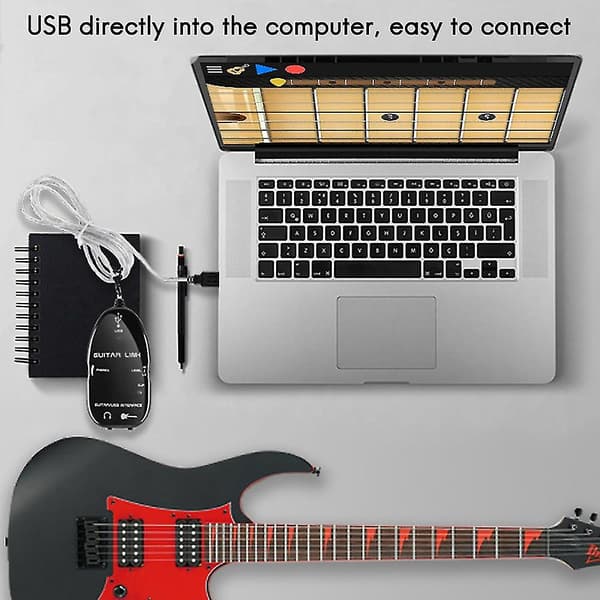 USB Gitarrkabel Gitarr till USB Interface Kabel Ljudlänk för PC Inspelningsadapter Gitarrspelare