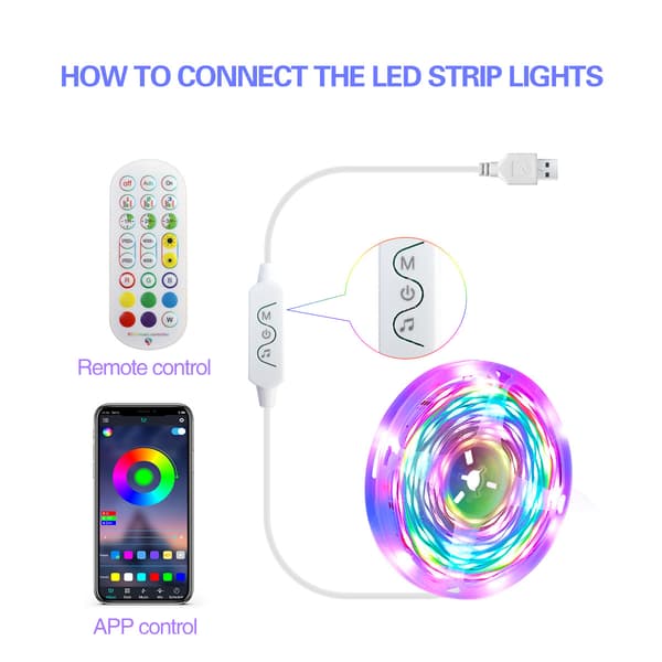 *5M LED-strimmel, Tenmiro Bleutooth Led-soveværelse, Led-strimmel-styret*