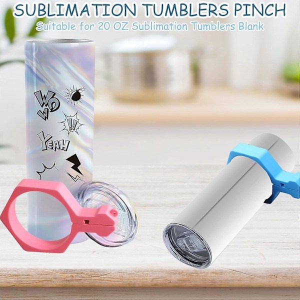 2 kpl Sublimaatiomukien Puristustyökalu, 20 unssin Sublimaatioaihioille Mukeille Kapeille Suorille,(Sininen, Pinkki)