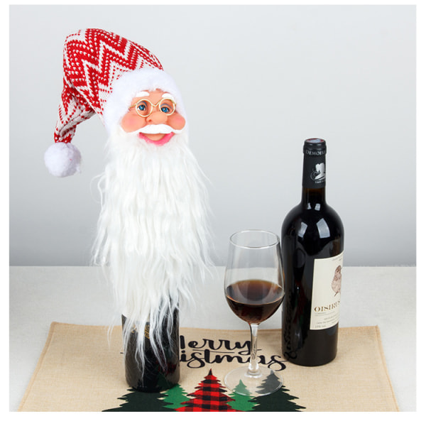 1 stk Christmas Old Man Head Vinflaskepropp Dekorasjon Hengende