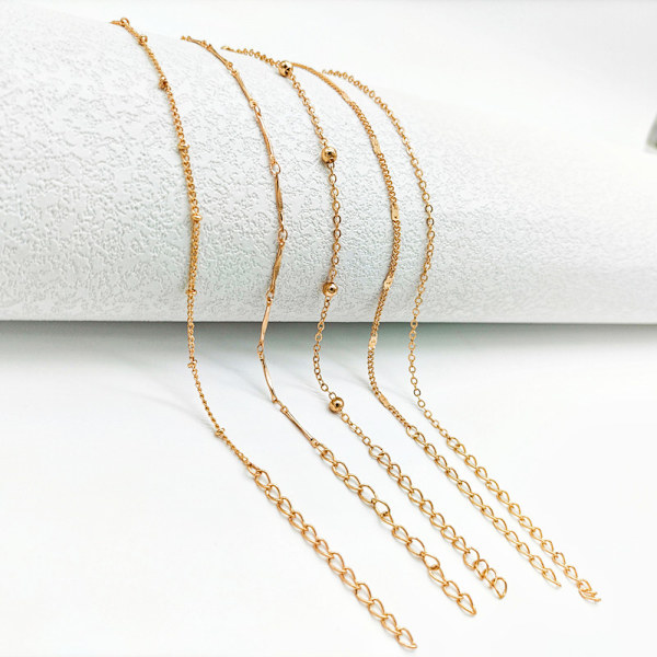 5 st (Guld) Anklet Pärlor Anklet Armband Pärlor Kedja Fot Smycken