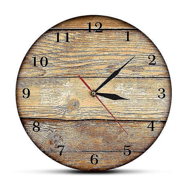 Väggklocka, trä, 100% tyst utan tickande, diameter 33 cm, design, för vardagsrum, sovrum och kök
