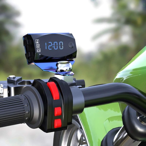 *Motorcykel LED-display digitale målere, 2 i 1 voltmeter ur*
