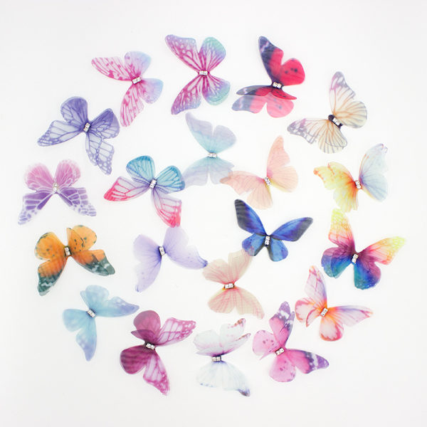 20 stk. Butterfly Hårklemmer Sequin Butterfly Barrettes Snap H