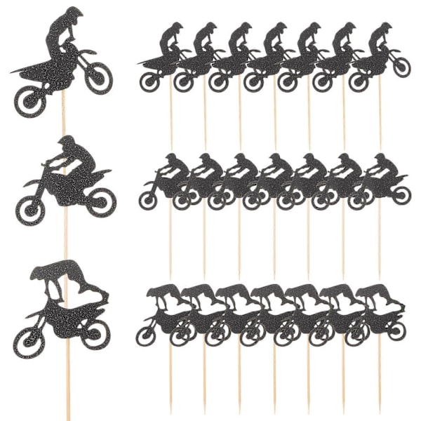 24 stk. 1 sæt unikke dessertpinde fødselsdagsfest cupcake toppers (sort)