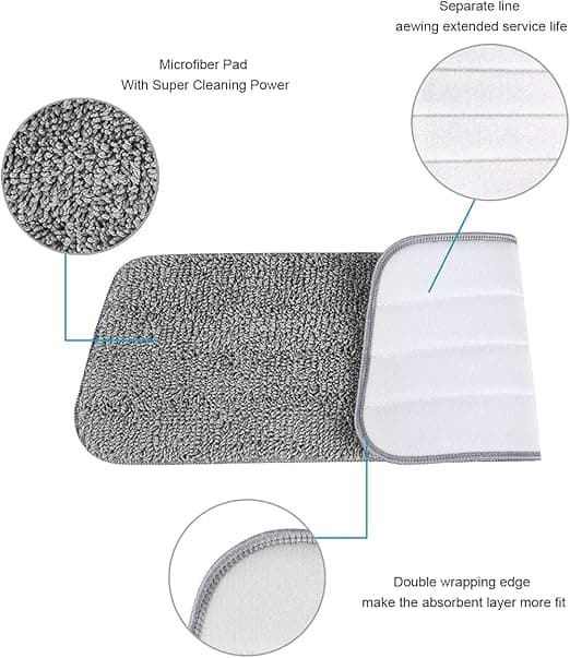 #16,5\"x5,5\"(Grå) 6 stk. Mopputskiftingsputer Mikrofiber Spraymopp for Spraymopper#
