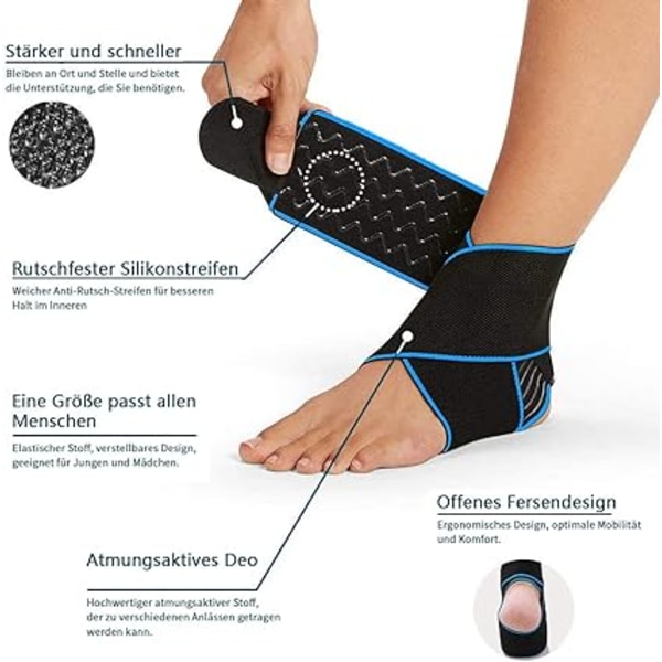 #Blue Justerbar Ankelbøjle - Fleksibel ankelbandage - Ultratynd ankelstøtte til løb - Fodboldløb - Højre og venstre ankel#