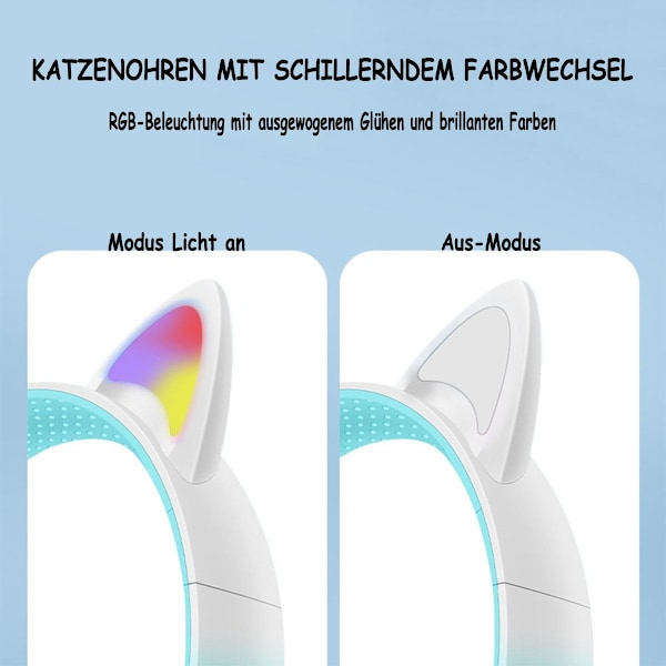 #Hodetelefoner med katteører for barn (trådløs Bluetooth, fargede LED-lys, B#