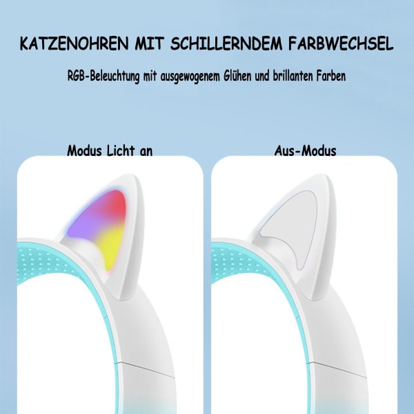 #Kattöronhörlurar för barn (Trådlös Bluetooth, Färgade LED-lampor, B#