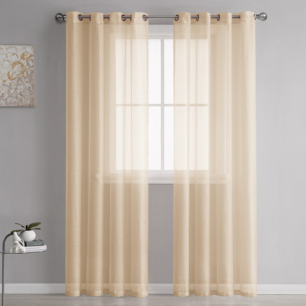 2-pack tunna gardiner i blekgulblå, 100x250 cm, imitation linne