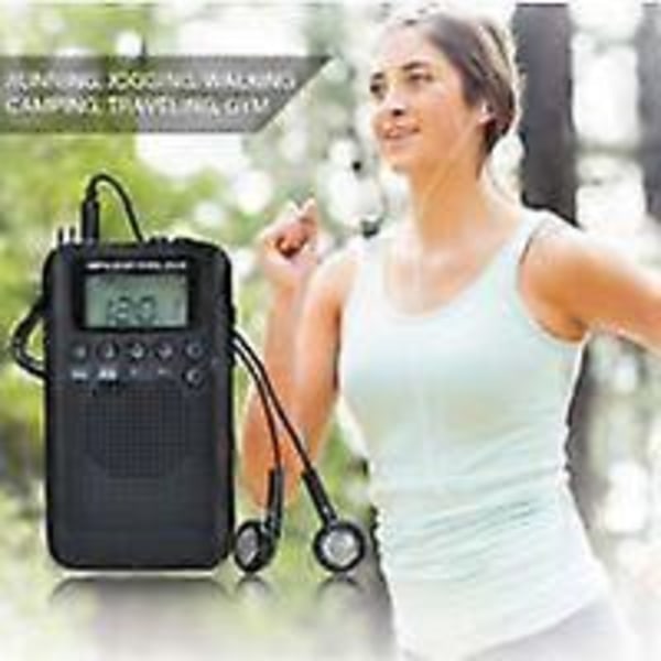 Bærbar Radio Mini Lommeradio med Høyttaler FM/AM Digital Stereo DSP Mottaker med Vekkerklokke og Timer for Hjem og Utendørs Gåradio