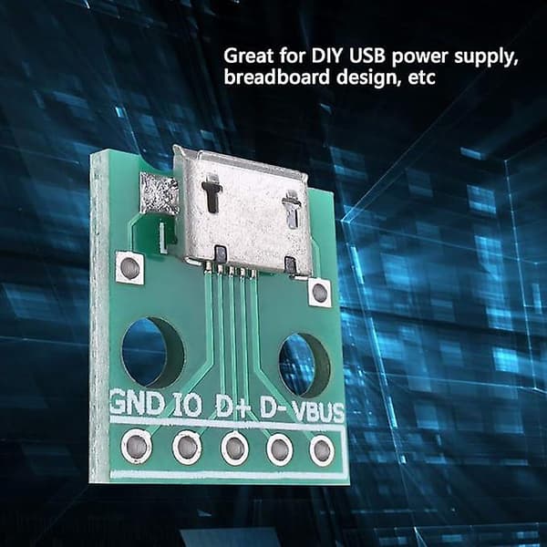 10 stk. Micro USB til Dip Hun Adapter 5 2,54 mm Pitch-Micro USB Lodning (Grøn)