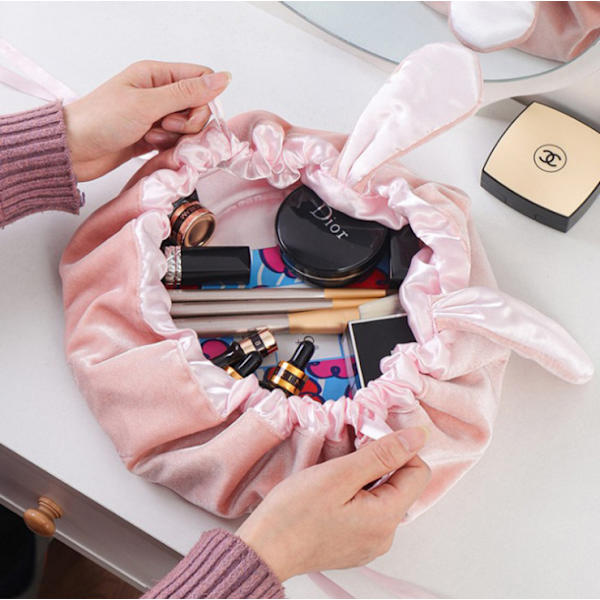 (Pink) 1 Lazy Storage Kosmetikpose, Snøremakeuppose, Lov