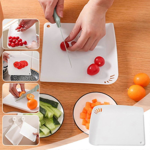 Hängande skärbräda med hål för snabb leverans, liten diskbräda, multifunktionell köksbräda, skärbräda av plastpanel