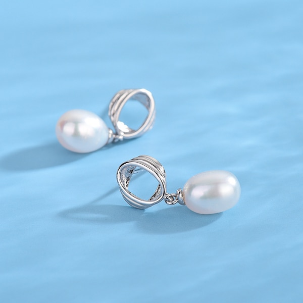 1 pari S925 sterling hopeaa helmi vintage persoonallisuus naisten korvakorut