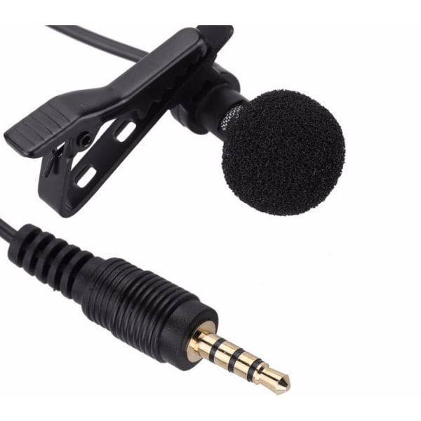 /#/2PCS PC-mikrofon 3,5 mm Jack Audio med klips og lodden vindskjerm 2m Mini Lavalier-mikrofon Intervju Kondensator for Skype iPhone Android/#/