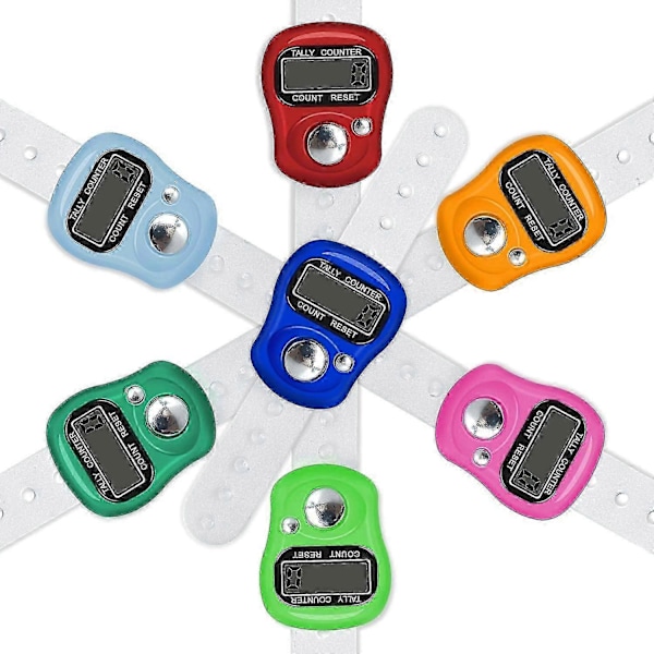Elektronisk Fingerräknare, 7-pack Återställningsbar 5-siffrig LCD Elektronisk Digital Display Finger Hand Tally Räknare