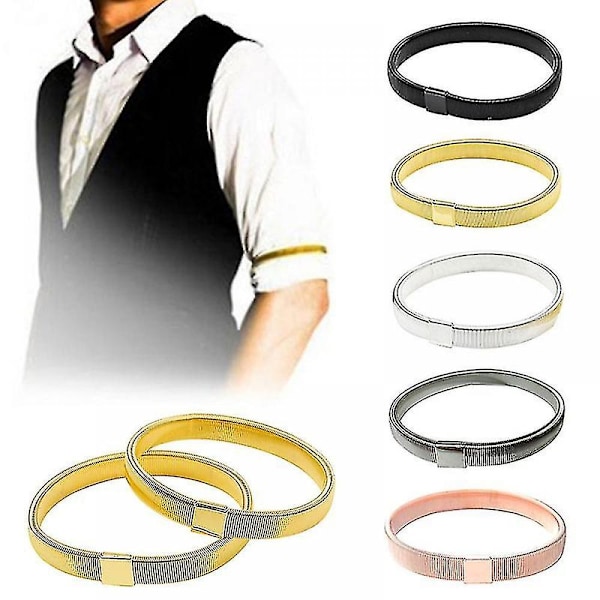Unisex Stretchiga Elastiska Metallärmhållare Herrarmband Elastiska Armringar Skjortärmhållare Manschetter Klädtillbehör