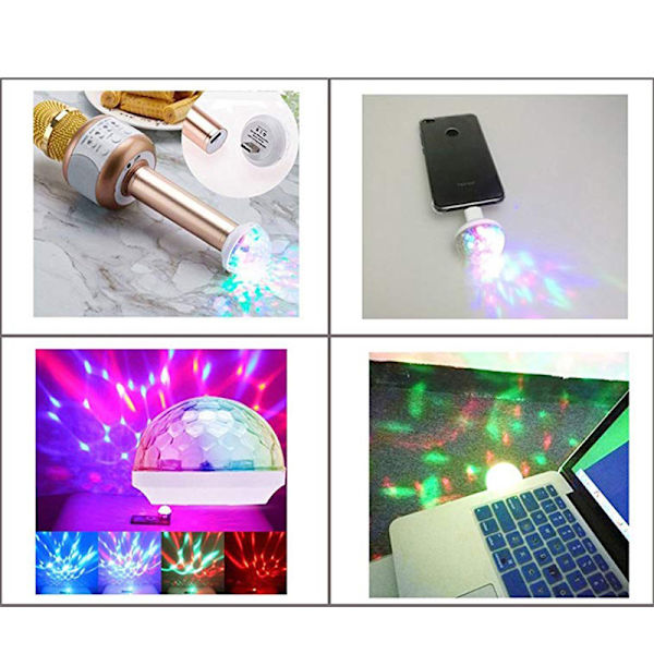 Mobiltelefon bil USB mini krystall magisk kule roterende fargerik