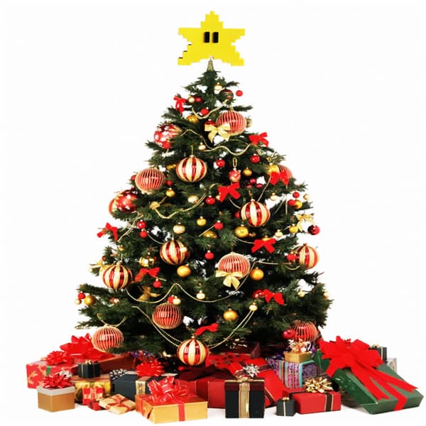#Gule Pixelstjerner Juletre, Piggete Juletre Toppstjerne#