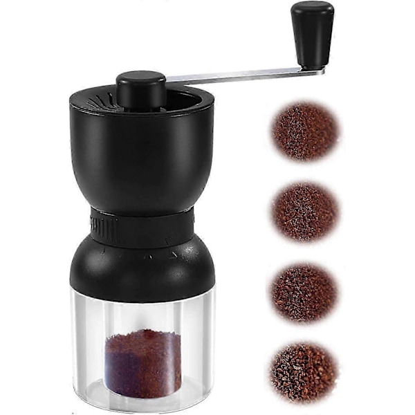 Manuell Kaffekvarn med Keramiska Malverk, Handdriven Kaffekvarn med 2 Behållare Justerbar Grovlek