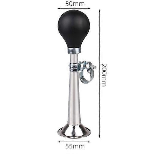 Cykeltut Cykelklokke Aluminium Legering Retro Tut med Justerbar Klemme Klassisk Cykeltut Trompet til Køretøjer Cykler Vogn, 200*55mm, Sølv