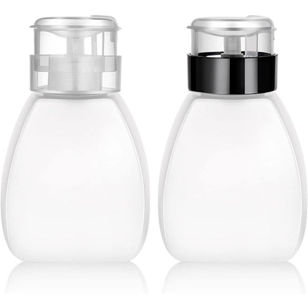 2 stycken 250ml tomma pumpflaskor, sminkborttagningsflaska med pump, nagellacksborttagningsdispenser, tryck ned rengöringsflaska, för nagelkonstverktygssats