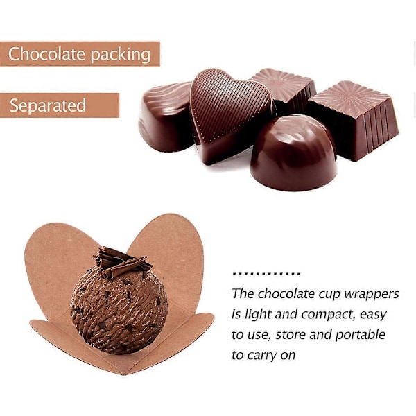 200 stk. Chokoladeindpakningspapir Trøffelbakker Papir Dessert Chokoladebaser