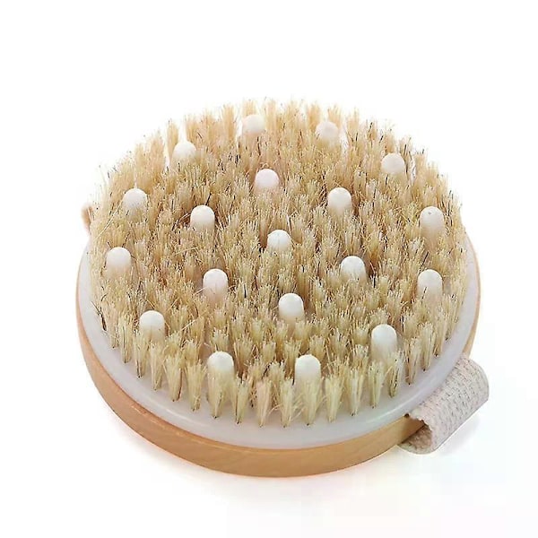Kroppsborste, 2 st Massage Kroppsborste, Torr Kroppsborste, Badborste med Naturliga Borst, Exfolierande Borste, Kroppsborste för Borttagning av Död Hud, Exfolierande Kropp