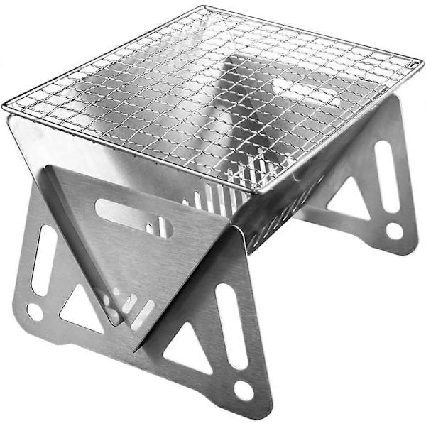 Mini Bærbare Kulgrill, Lille Grill i Rustfrit Stål til Camping, Aftageligt Design, Bålplads med Taske til Madlavning Udendørs, Bål, P
