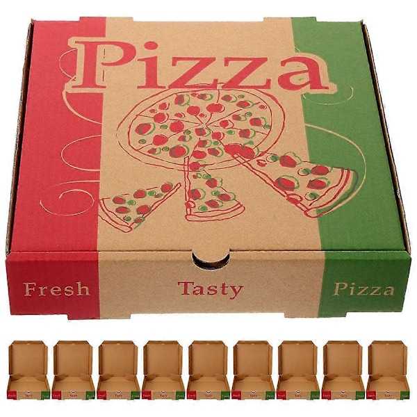 10 st Pizzaförpackning Livsmedelsgodkänt Papper Pizzaförvaringslåda 8in Pizza Takeaway-låda