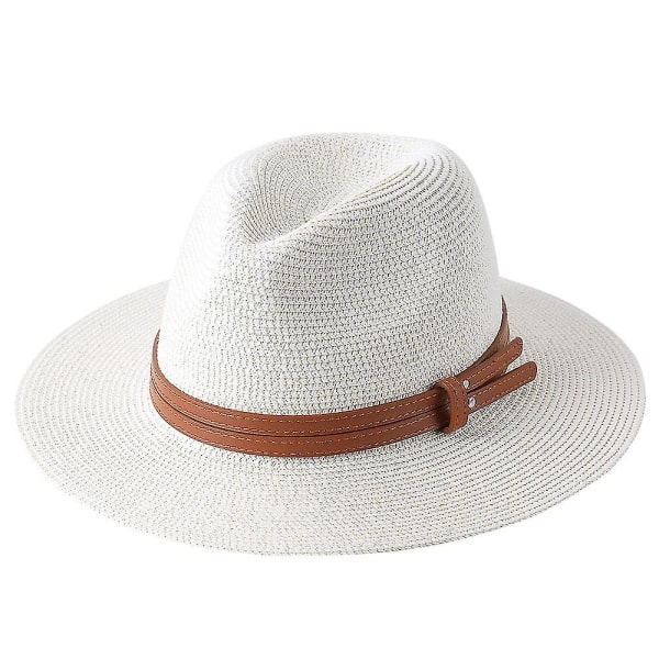 56-58-59-60cm Ny Naturlig Panama Mjukformad stråhatt Sommar Dam/män Bred brättad Cap UV-skydd Fedora-hatt