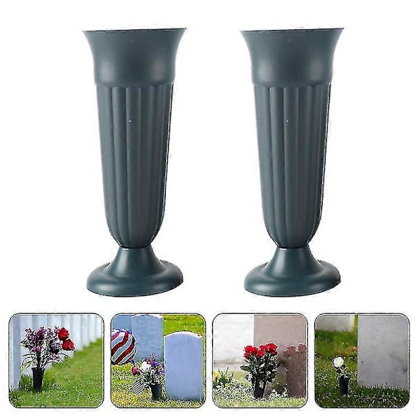 2 st Gravkonvaser, Plast, Begravningsblomkrukor, Konformade