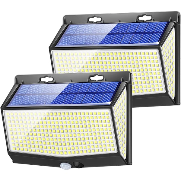 2-pack Solcellslampa för Utomhus, [468 LED 2000 Lumen 2-pack] Utomhus S