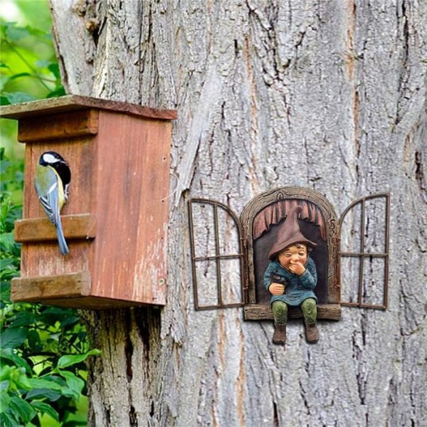 Trädgårdsgnom Elf Staty, Trädprydnad Statuett, Julstjärna
