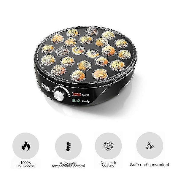 Sort Takoyaki Maskine Ebelskiver Maskine Elektrisk Takoyaki Pande Fyldt Pandekage Pande Munk Aebleskiver Pande Med 22 Takoyaki Huller