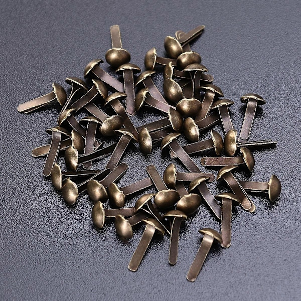 100 stk. Papirfester Elektroplettering Brads Runde Metallbrads for Håndverk DIY 4,5x8mm (Bronse)