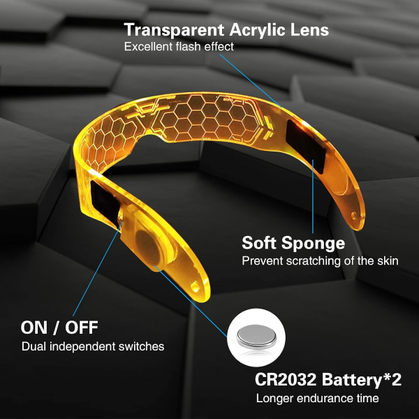 Cyberpunk LED Light Up Glasögon, Futuristiska LED Visir Glasögon Elec
