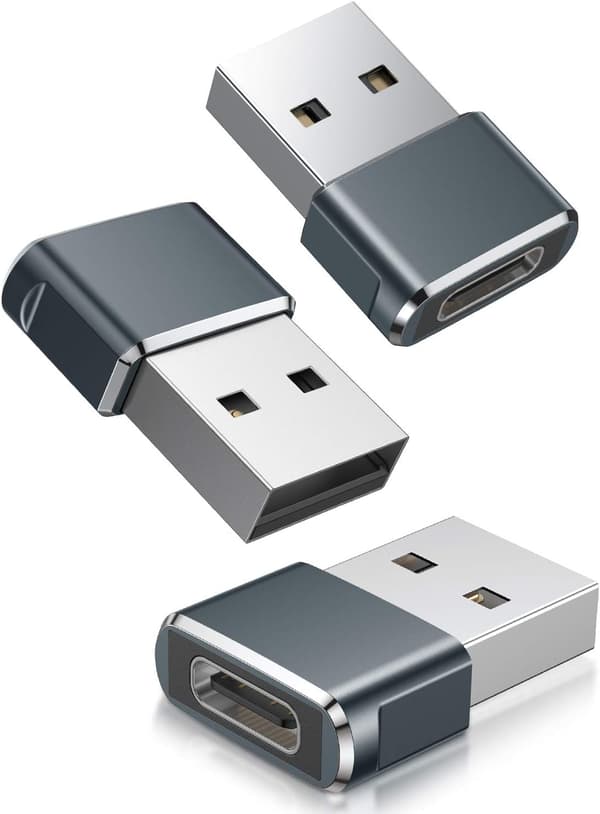 *USB C naar USB A-adapter 3-pack, Type C naar USB A-oplader*