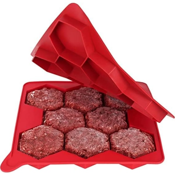 #8-i-1 Silikon Burger Patty Mold - Ikke-klebende - Burger Press Silikon Perfekt#